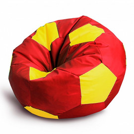 Красно жёлтый бескаркасный мяч мешок