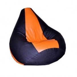 Оранжево черное кресло мешок груша из кож зама