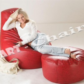 Комплект мебели кресло и пуфик красного цвета