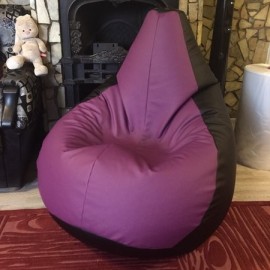 Кресло груша черного и фиолетового цвета из экокожи