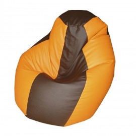 Оранжево коричневое кресло груша из экокожи недорого
