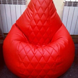 Красное кресло груша стёганное из экокожи