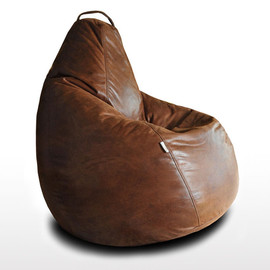 Коричневое кресло мешок из экокожи