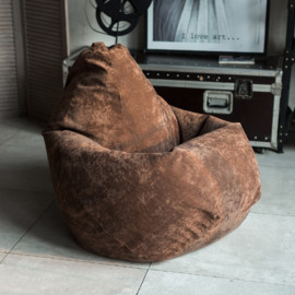 Велюровое коричнево кресло груша