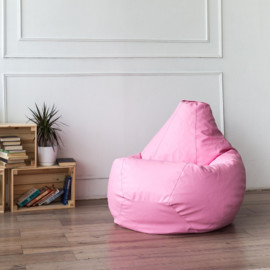 Розовое кресло мешок груша из экокожи