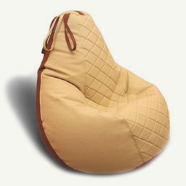 Стёганое бежево коричневое кресло груша